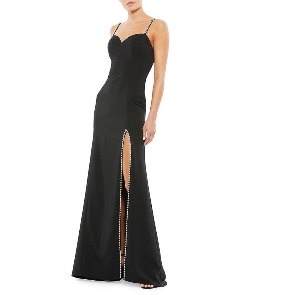 Ieena by Mac Duggal Crystal-Embellished Gown Maxi Dress Black Size10 NWOT